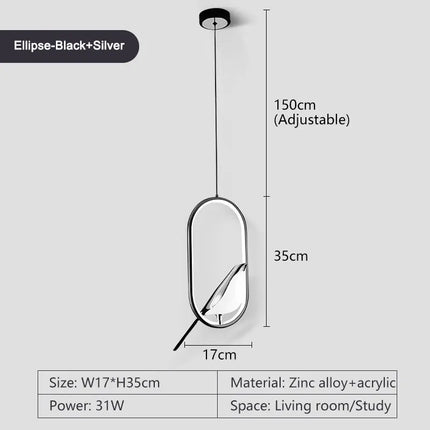 Suspension LED rotative oiseau en métal argent et or, éclairage intérieur AC85-265V