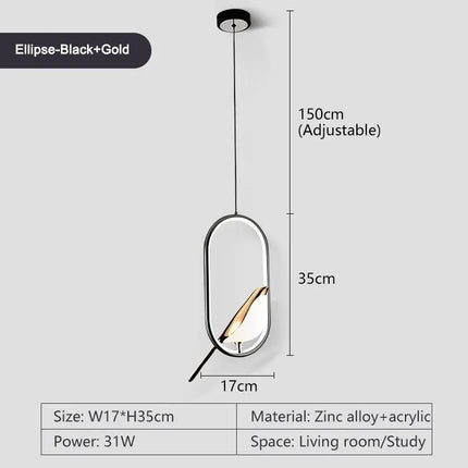 Suspension LED rotative oiseau en métal argent et or, éclairage intérieur AC85-265V