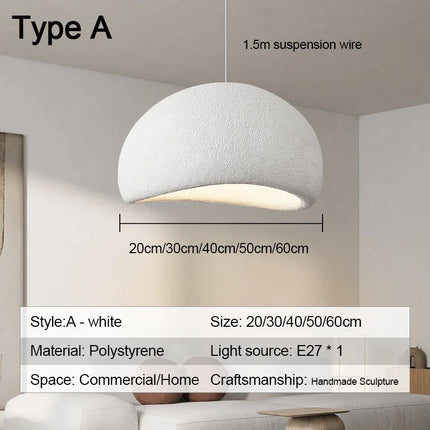 Suspension Wabi Sabi design artisanal LED E27 pour salon et salle à manger