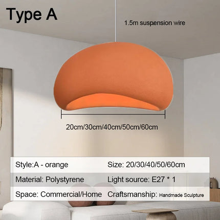 Suspension Wabi Sabi design artisanal LED E27 pour salon et salle à manger