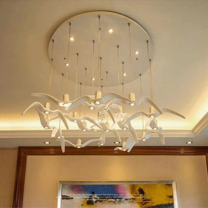 Suspension nordique en résine oiseau volant LED pour ambiance cosy