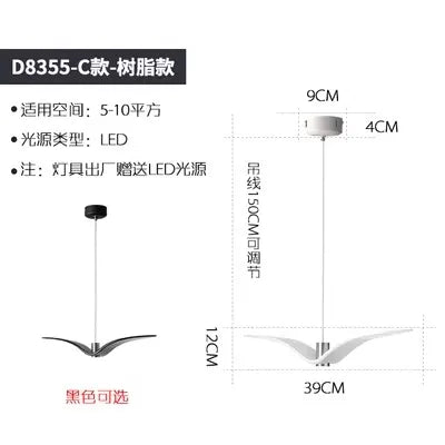 Suspension nordique en résine oiseau volant LED pour ambiance cosy