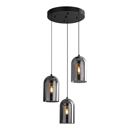 Suspension moderne en verre ambre avec cordon E27 pour salon