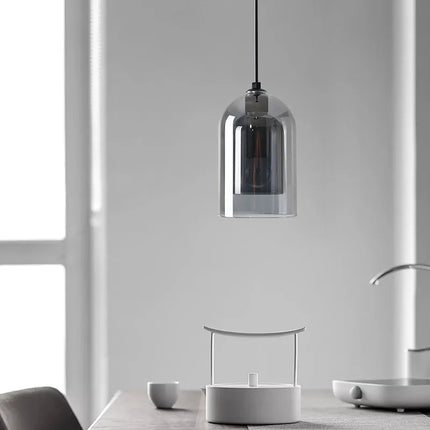 Suspension moderne en verre ambre avec cordon E27 pour salon