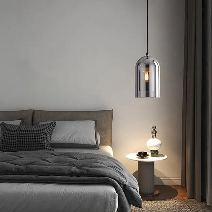 Suspension moderne en verre ambre avec cordon E27 pour salon