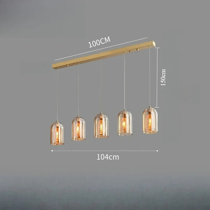 Suspension moderne en verre ambre avec cordon E27 pour salon