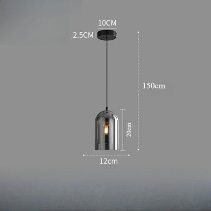 Suspension moderne en verre ambre avec cordon E27 pour salon