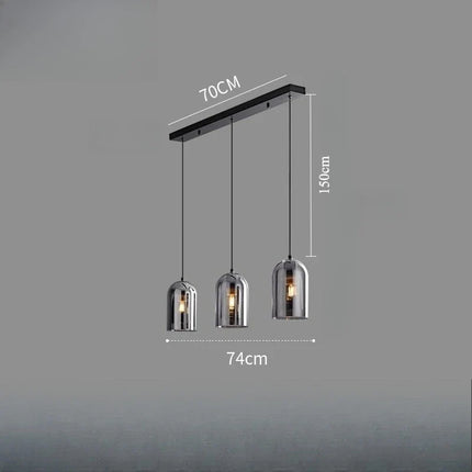 Suspension moderne en verre ambre avec cordon E27 pour salon