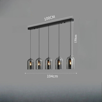 Suspension moderne en verre ambre avec cordon E27 pour salon