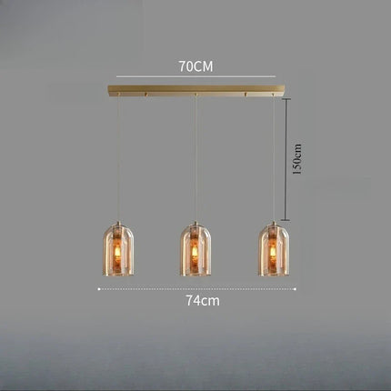 Suspension moderne en verre ambre avec cordon E27 pour salon