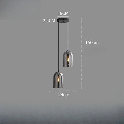 Suspension moderne en verre ambre avec cordon E27 pour salon