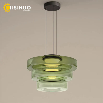 Suspension luxe en verre teinté réglable pour salon et cuisine