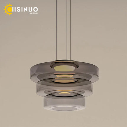 Suspension luxe en verre teinté réglable pour salon et cuisine