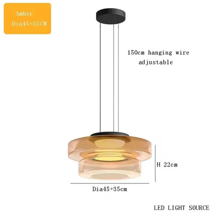 Suspension luxe en verre teinté réglable pour salon et cuisine