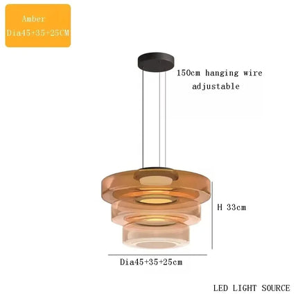 Suspension luxe en verre teinté réglable pour salon et cuisine