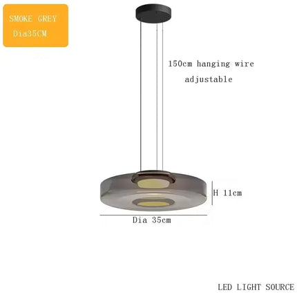 Suspension luxe en verre teinté réglable pour salon et cuisine