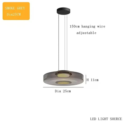 Suspension luxe en verre teinté réglable pour salon et cuisine