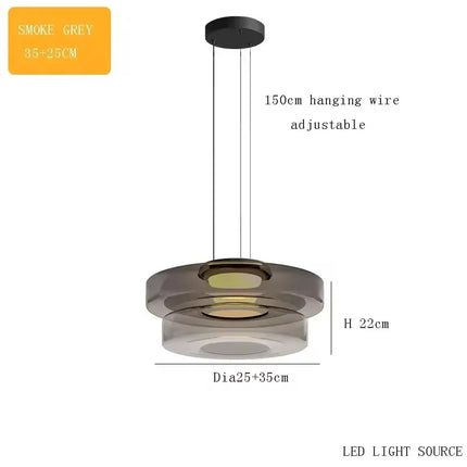 Suspension luxe en verre teinté réglable pour salon et cuisine