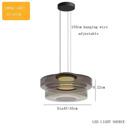 Suspension luxe en verre teinté réglable pour salon et cuisine