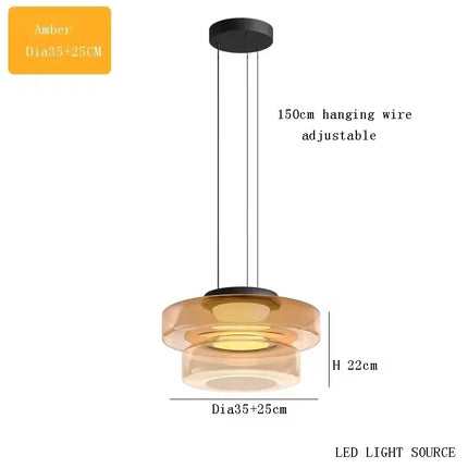 Suspension luxe en verre teinté réglable pour salon et cuisine