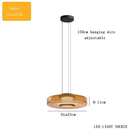 Suspension luxe en verre teinté réglable pour salon et cuisine