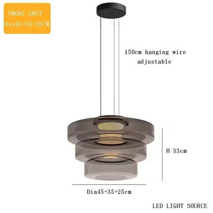 Suspension luxe en verre teinté réglable pour salon et cuisine