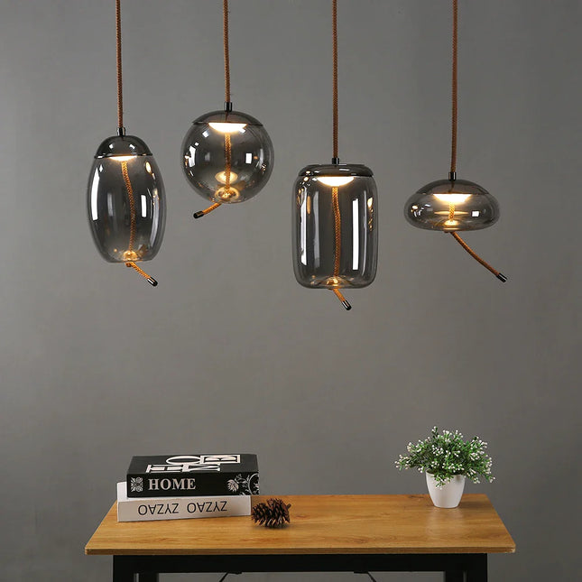 Suspension nordique en verre LED, design moderne minimaliste pour salle à manger et bar