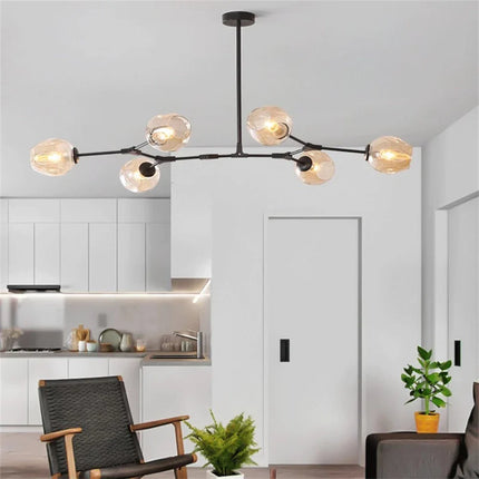 Suspension en verre au design nordique moderne, luminaire intérieur élégant