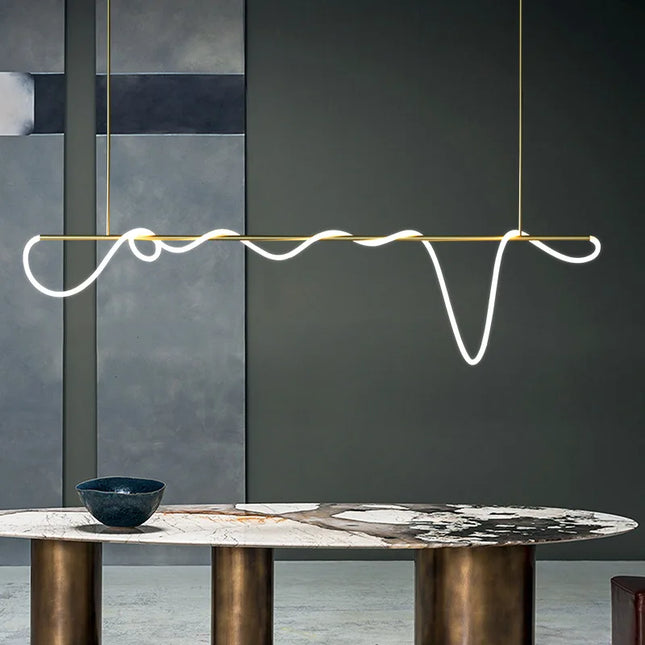 Suspension LED moderne à long tuyau pour salle à manger et bar, lumière chaude
