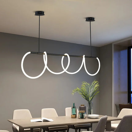 Suspension LED moderne à long tuyau pour salle à manger et bar, lumière chaude