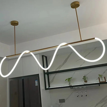 Suspension LED moderne à long tuyau pour salle à manger et bar, lumière chaude