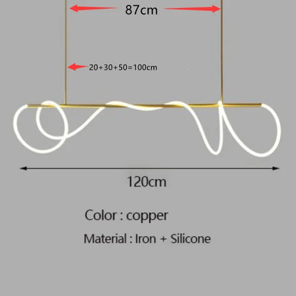 Suspension LED moderne à long tuyau pour salle à manger et bar, lumière chaude