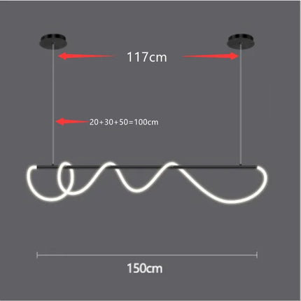 Suspension LED moderne à long tuyau pour salle à manger et bar, lumière chaude