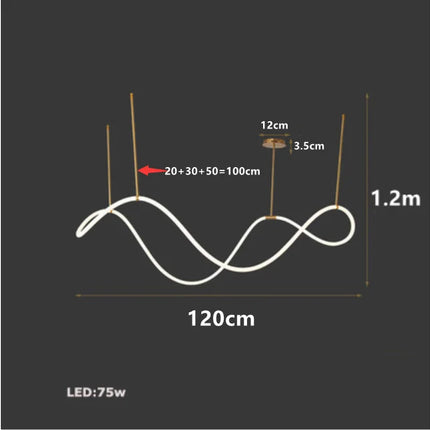 Suspension LED moderne à long tuyau pour salle à manger et bar, lumière chaude