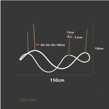 Suspension LED moderne à long tuyau pour salle à manger et bar, lumière chaude