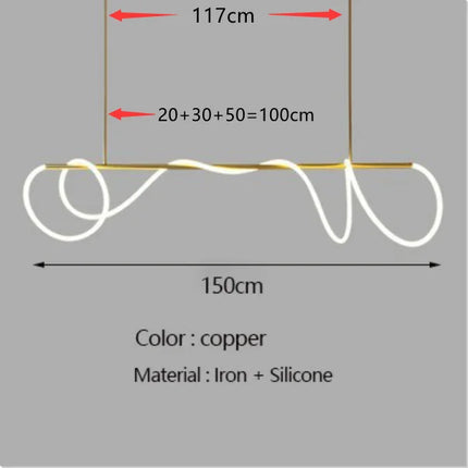 Suspension LED moderne à long tuyau pour salle à manger et bar, lumière chaude