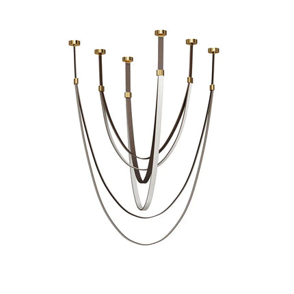 Suspension LED design cuir et acier inoxydable, lumière variable chaleureuse pour salon