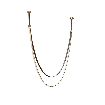 Suspension LED design cuir et acier inoxydable, lumière variable chaleureuse pour salon