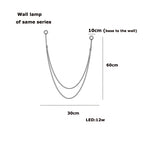 Applique Murale Lampe 30 60cm / Noir leather belt / Noir -|Dimmable