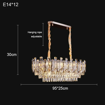 Suspension LED en cristal doré design moderne pour intérieur luxueux