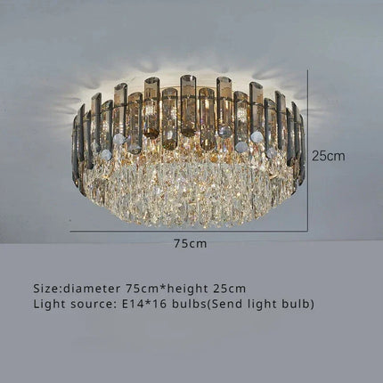 Suspension LED en cristal doré design moderne pour intérieur luxueux