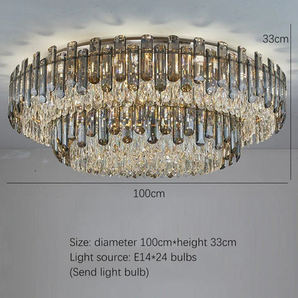 Suspension LED en cristal doré design moderne pour intérieur luxueux