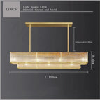 150cm Rectangulair / Cadre Or / Lumière chaude