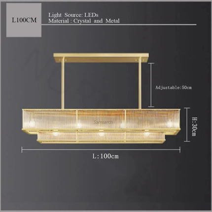 Suspension lustre en cristal doré cuivre, LED luxueuse pour salon et chambre