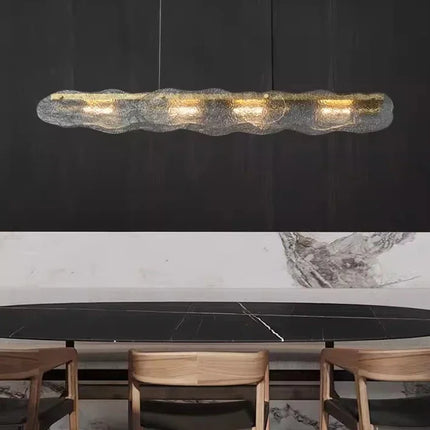 Suspension lustre moderne en verre ondulé pour salon et hall
