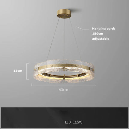 Suspension lustre moderne en verre ondulé pour salon et hall