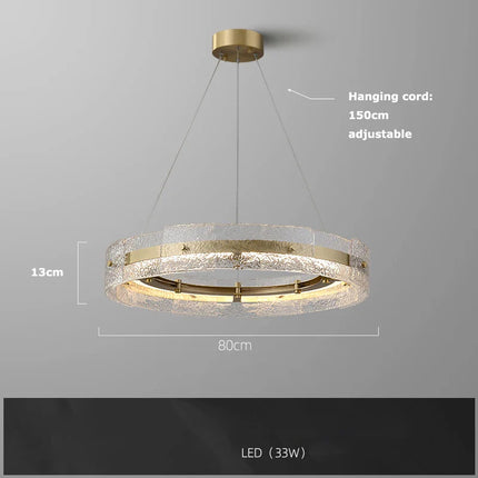 Suspension lustre moderne en verre ondulé pour salon et hall