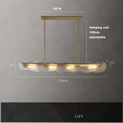 Suspension lustre moderne en verre ondulé pour salon et hall
