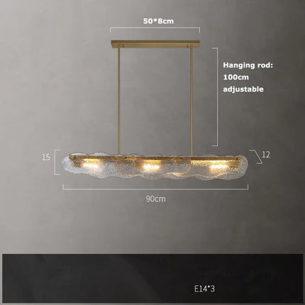 Suspension lustre moderne en verre ondulé pour salon et hall