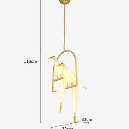 Suspension LED design oiseaux en origami, luminaire décoratif intérieur